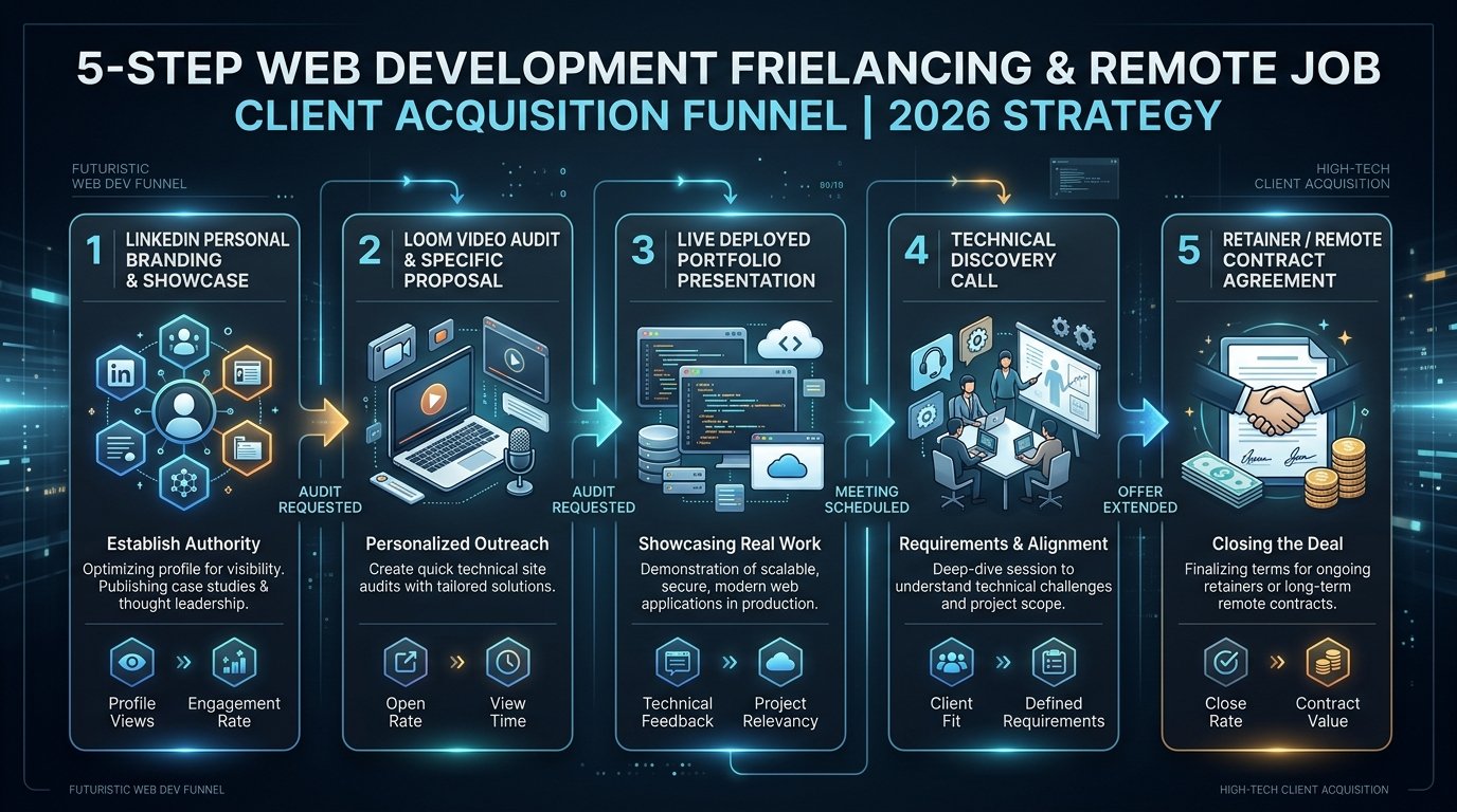 5-Step Web Development Freelancing and Remote Job Client Acquisition Funnel